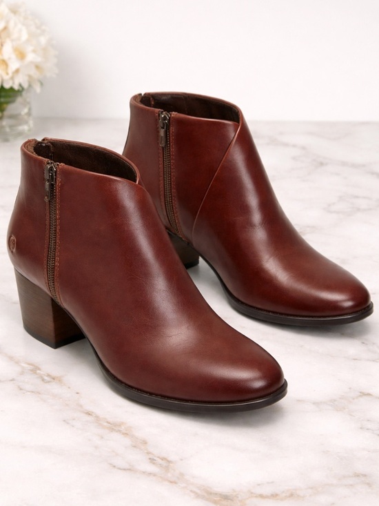 Born Shoes - Born Kalie Leather Booties Sz 7 New Boubon Brown
